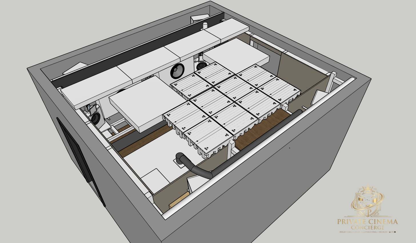 Draufsicht mit Deckenaufbau und Absorbern